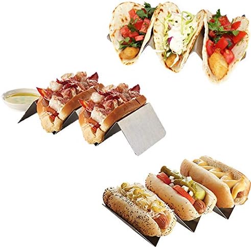 Metal Taco Holder - Stainless Steel Taco Trays- Dishwasher, Oven, and Grill Safe - Great for Sandwiches and Hotdogs Too (1)