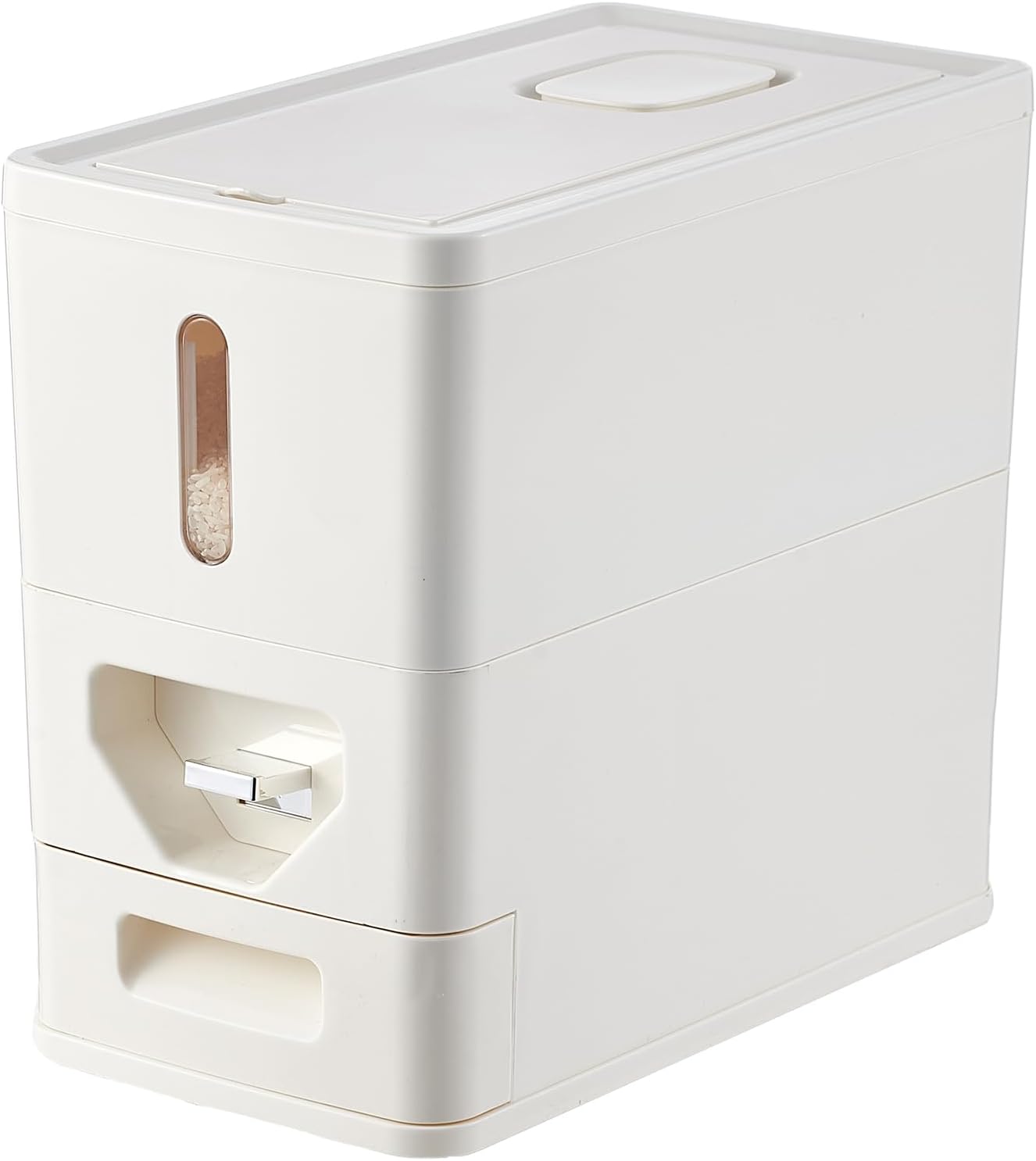 UFORU Rice Dispenser 22-25 Lbs (12kg), Rice Storage Container Sealed Moisture-Proof with Built-in Drawer, BPA-Free for Kitchen Pantry Household, Ideal for Rice, cereals, Beans, and Dry Food