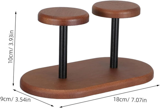 Wooden Paper Cup Holder Stand with Walnut Finish, Dual Disposable Cup Dispenser Rack for Coffee Bars and Party Drink Station Organizer