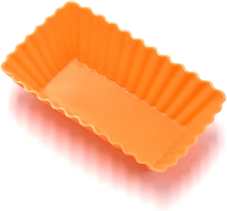 12PCS Silicone Mini Reusable Muffin Baking Cup Small Cupcake Holders Random Color Silicone Cupcake Liners Pastry Dessert Cups Nonstick Liner Molds for Making Muffin Chocolate Bread(Rectangular)