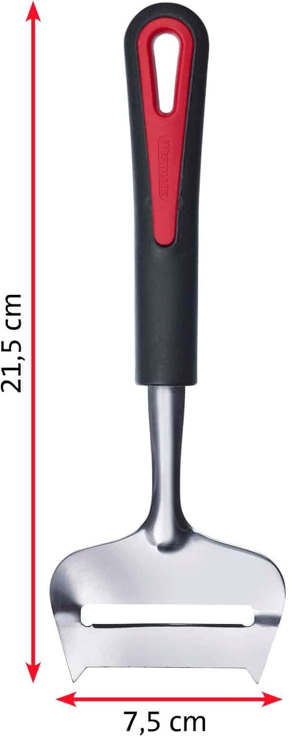 Westmark Stainless Steel Cheese Slicer – Multi-functional German Cheese Slicer, Handheld Hard & Semi-Hard Cheese Cutter, Adjustable Cheese Shaver, Ergonomic Handle, Dishwasher Safe, Red/Black