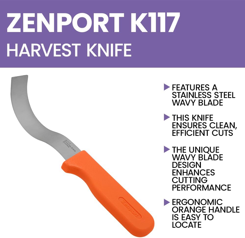 Zenport Crop Harvest Knife, Lettuce Trimmer, 7.25-Inch Blade