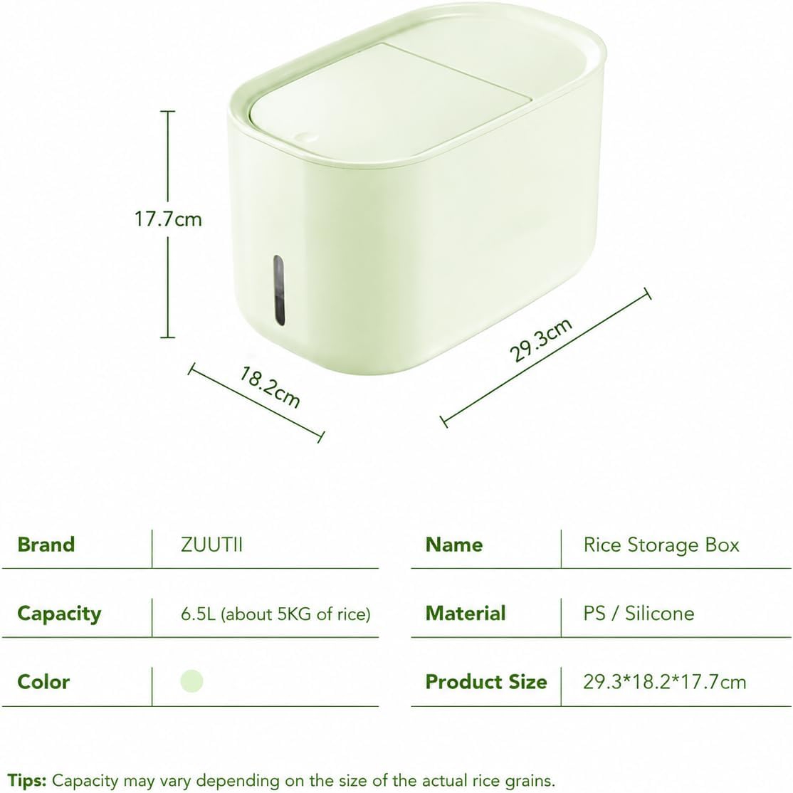 Zuutii Rice Storage Container,Food Container, Dry Food Storage,7.2lbs Pet Food Dispenser, 6.9Qt/11lbs Large Storage Bin with Lid,Silicone Ring & Moisture Proof,for Grain Cereal Soybean Corn,Begie