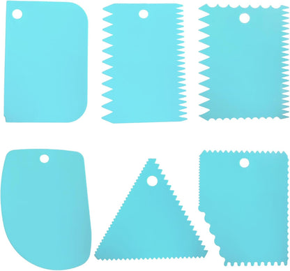 6pcs Cake Scraper Decorating Comb and Icing Smoother Reusable Bread Cream Pizza Cutter-Purple