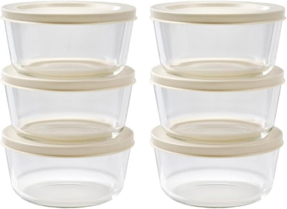 6-Piece Glass Food Storage Containers Set (3 Containers + 3 BPA-Free Lids) | 2-Cup, Leakproof | Microwave, Freezer, Oven & Dishwasher Safe | Ideal for Meal Prep & Pantry Organization, Pistachio