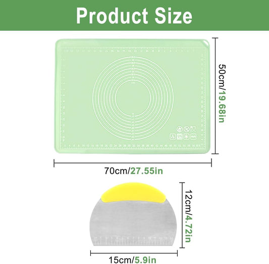28"x20" Silicone Baking Mat, Extra Thick Dough Rolling Mat with Measurements and Edge Heightening,Non-stick Food Grade Pastry Mat for Pastry, Bread, Cookies, Pizza, Fondant, Pasta