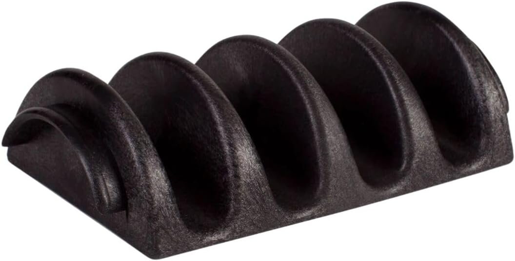 Soro Essentials- 4 Slots Taco Holder Black Plastic Set of 2 - Soft or Hard Taco Shell Holder Stands Taco Rack Street Taco Tray Plates Keeping Shells Upright for Party Taco Bar Accessories