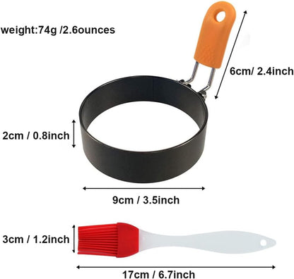 3-Inch Non-Stick Egg Rings for Frying Eggs, 4-Pack Stainless Steel Egg Ring & Pancake Mold Set, Professional Round Egg Cooker Rings for Griddle, Skillet, and Blackstone Grill