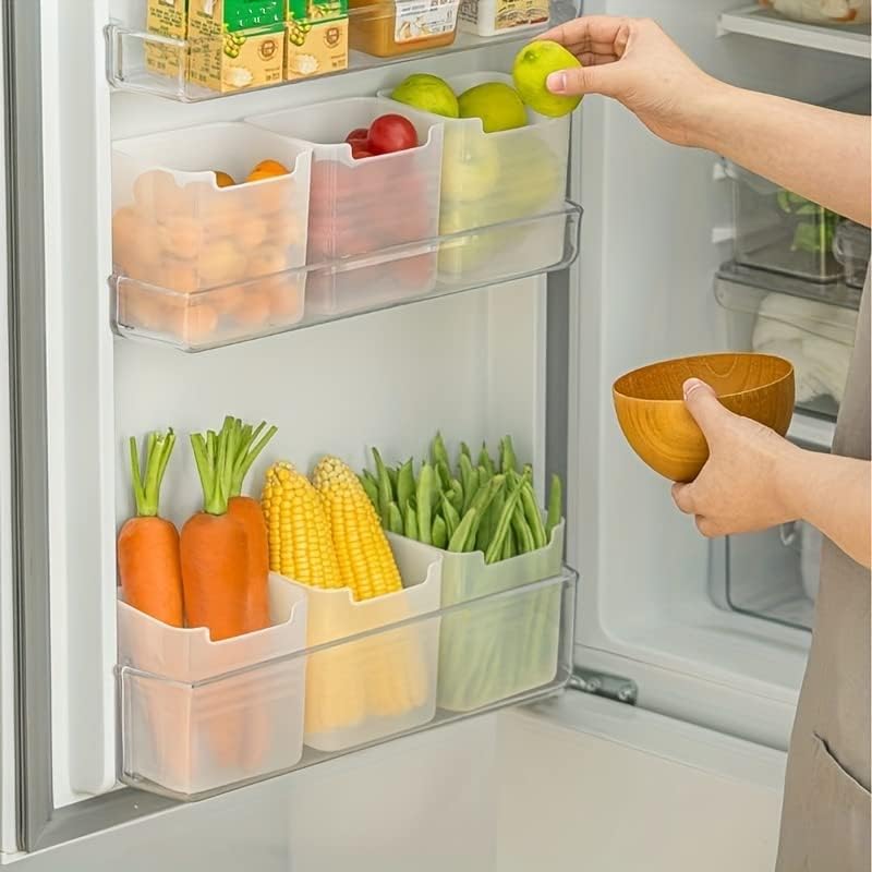 Refrigerator Organizer Box, Fridge Side Door Storage Containers Plastic Translucent Set of 3
