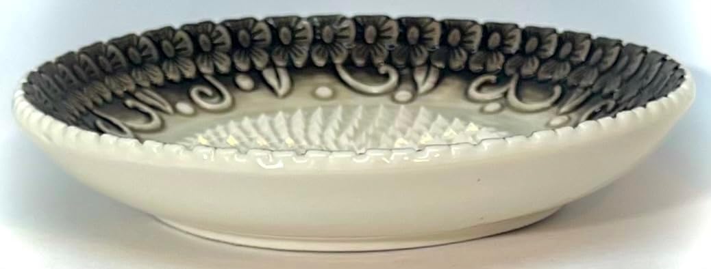 BonCera, Premium Ceramic Garlic Grater Plate Set - Black Embossed