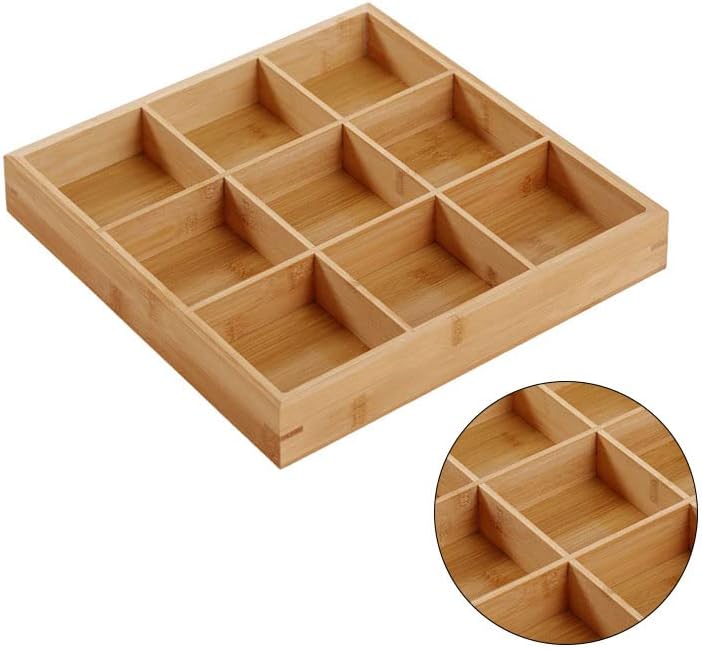 Divided Wooden Tray,Veggie Tray Serving Tray Divided Platter Wooden Food Server Multi Compartments Serving Tray for Hot Pot Restaurants Sushi Plate (6 Compartments)
