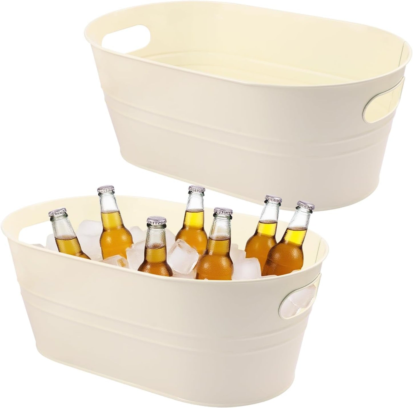 3 PCS 15.3 x 9 x 6 inches Black Metal Galvanized Tub with Handles, 3 Gallon Galvanized Beverage Tubs for Parties, Large Metal Drink Ice Buckets for Beer, Wine, Cocktails & Outdoor Events