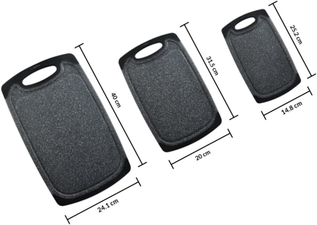 3pcs Anti-skid Plastic Cutting Boards Set, Large Thicker Dual-sided Kitchen Cutting Mats for Meats and Vegetables, Black Non-slip Home Use Chopping Board