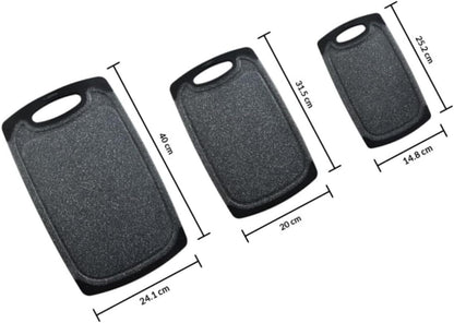 3pcs Anti-skid Plastic Cutting Boards Set, Large Thicker Dual-sided Kitchen Cutting Mats for Meats and Vegetables, Black Non-slip Home Use Chopping Board