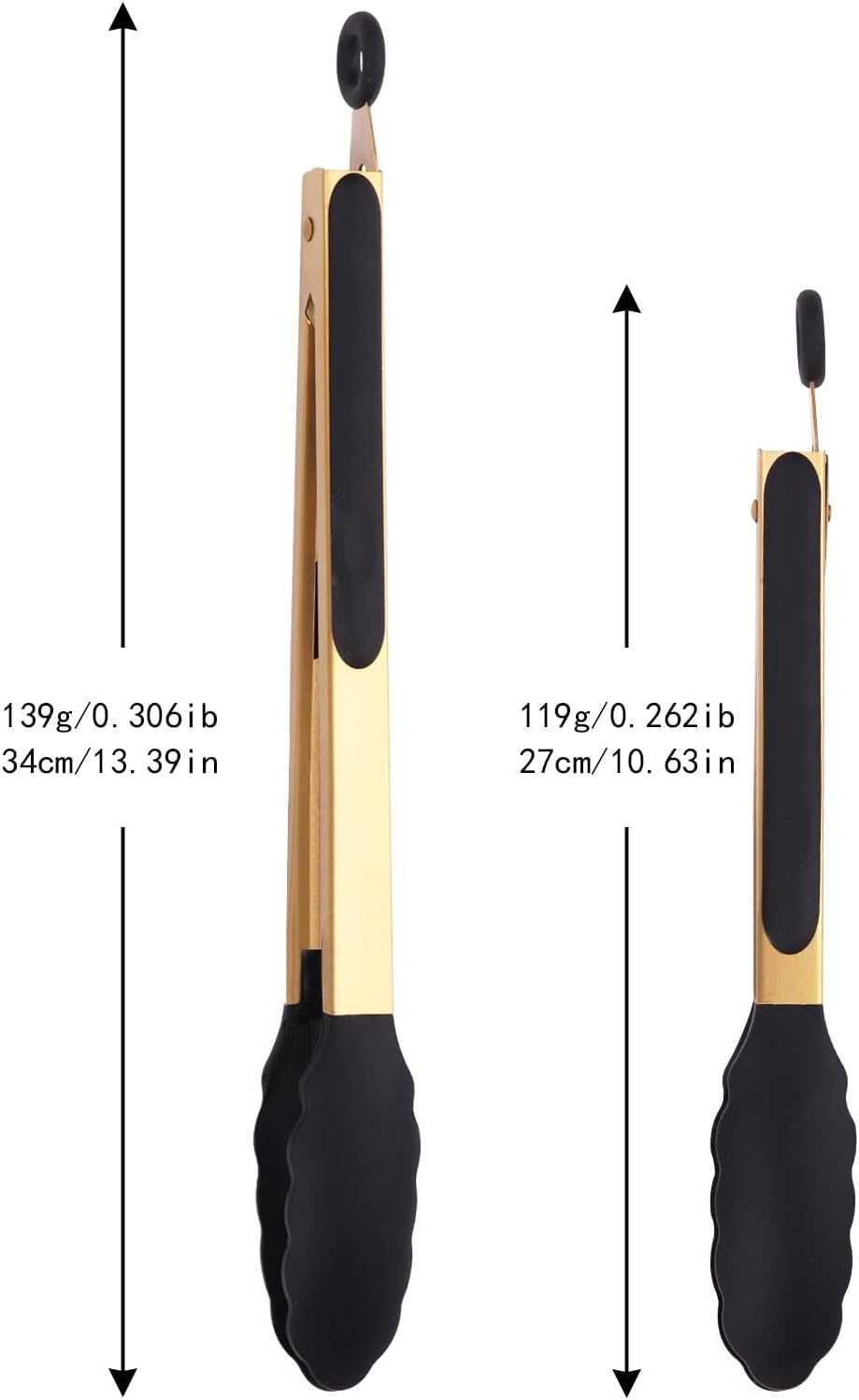 2-Piece Kitchen Spatula Tongs Food Serving Tongs 9" and 12" Cooking with BPA Free Silicone Tips, Toaster Steak Pie Pizza Pasta Spaghetti Noodles Salad Grill BBQ Buffet Clamp Serving Tools(Gold)