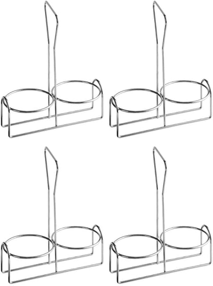 Soro Essentials- 2 Holes Metal Condiment Jar Holder with 3" Diameter Hole Size Set of 4- Condiment Rack Holder Table Caddy Tabletop Seasoning Spice Organizer for Home and Restaurant