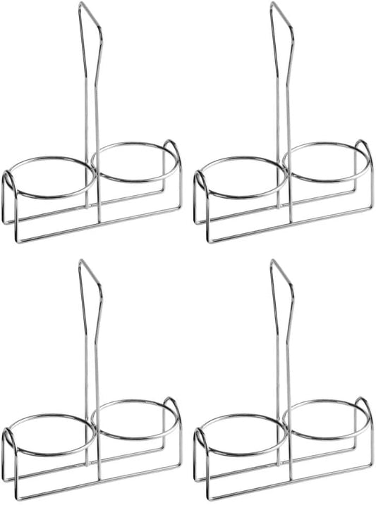 Soro Essentials- 2 Holes Metal Condiment Jar Holder with 3" Diameter Hole Size Set of 4- Condiment Rack Holder Table Caddy Tabletop Seasoning Spice Organizer for Home and Restaurant