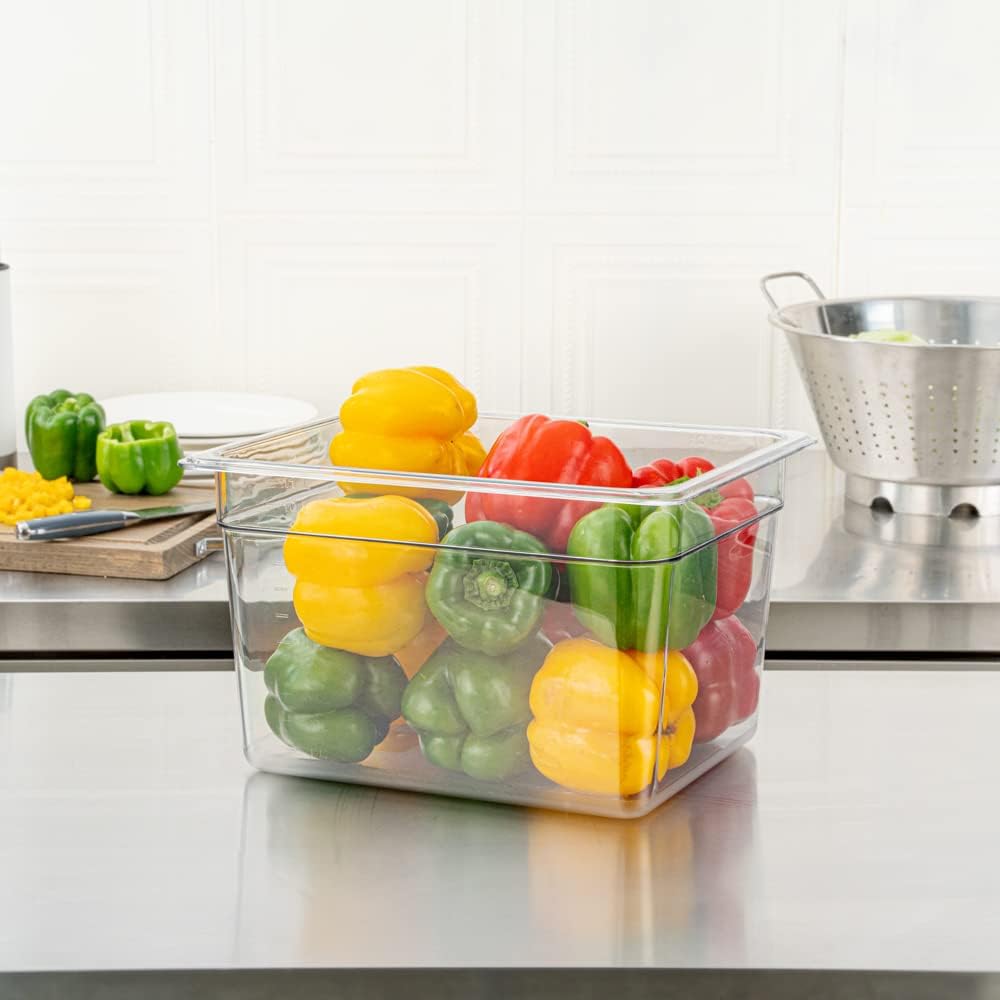 Restaurantware-2.5 Inch Deep Food Pans, 1 1/6 Size Commercial Food Storage Container - Freezable, Break-Resistant, Clear Plastic Cold Pans, Dishwashable, For Kitchens, Restaurants, Or Cafeterias