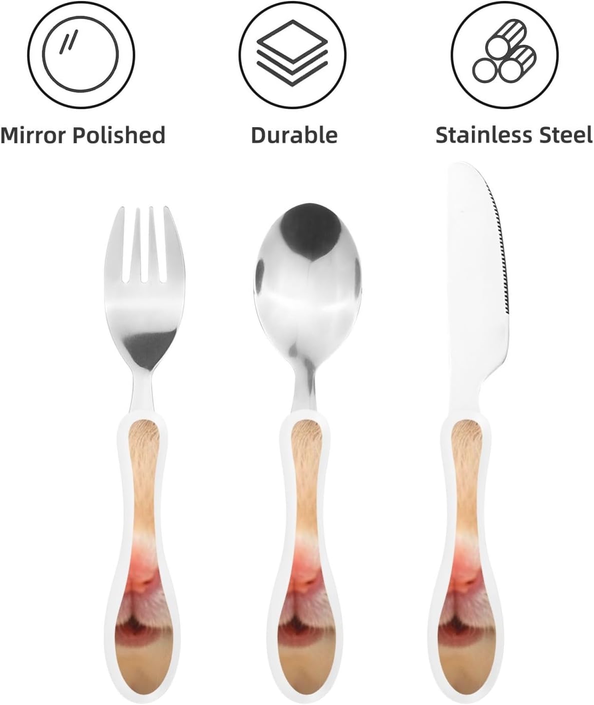 3-Piece Kids Silverware Set With Storage Case, Stainless Steel Reusable Children Safe Knife Spoon Fork Set Blue Active Girl Running Sunset Children Flatware Set For Kids Lunch Box - Colors C