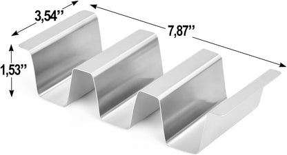 Stainless Taco Holders Set of 4 Stand Holders for 3 Tacos, Easy to Clean, Dishwasher Safe, Street Taco Ready