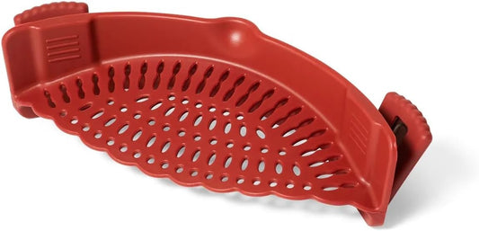Sur La Table Clip & Drain Pot Strainer, Red