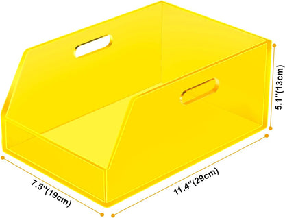 Gelite Stackable Storage Bins Open Front Clear Organizer Bins with Handles Acrylic Storage Container for Pantry Kitchen Cabinet Bathroom Closet Office Organization, 11.4x7.5x5.1''