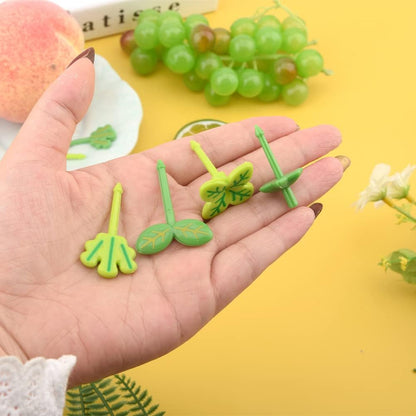 24 PCS Four-Leaf Food Picks for Kids,Fun Bento Picks, Cute Cartoon Four-Leaf Fruit Food Toothpicks,Reusable Kids Lunch Accessories for Bento Box, Lunch Bento Box Picks for Toddler(Green)