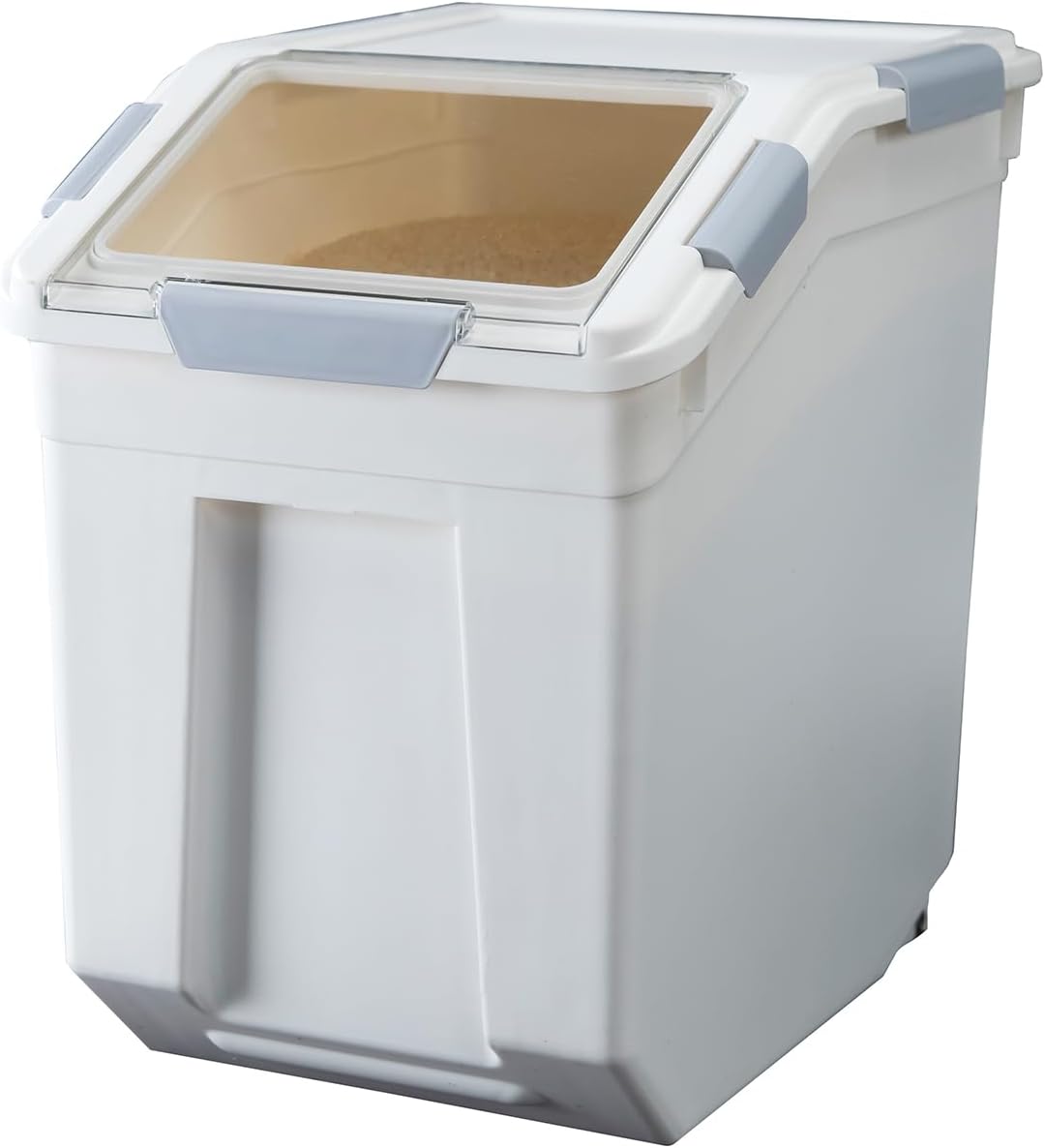 HANAMYA 33 Liter / 50 lbs Rice Storage Container with Measuring Cup, BPA free, For Rice | Grain | Pet Food | Flour, 2 count, White