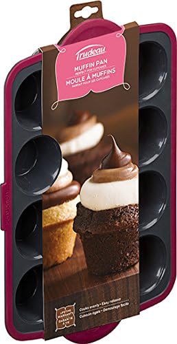 Trudeau Silicone Muffin Pan, 12 Cavities, Fuchsia (Model: 05115197KR)