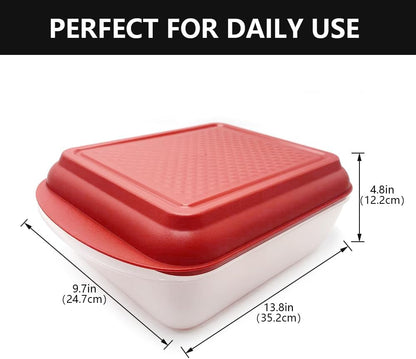 Large Marinade Container with Pyramids Carving Board Style Lid | Grill Prep and Deep Serve Tray | Microwave & Oven Safe Serving Platter Ideal Storing BBQ Meat, Vegetables,Roasting Turkey & Chicken
