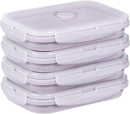 Large Silicone Food Storage Containers 68oz/2000ml 4 Pack | Collapsible Meal Prep Containers, Airtight Leakproof Lid, Containers for Camping, Microwave Freezer Dishwasher Safe