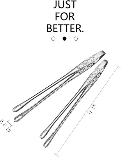 11 Inch Cooking Tweezers Tongs for Cooking,2 PCS KitchenTongs Precision Serrated Tips, Stainless Steel Tweezer Kitchen Tools for BBQ, Plating and Serving (Gold)