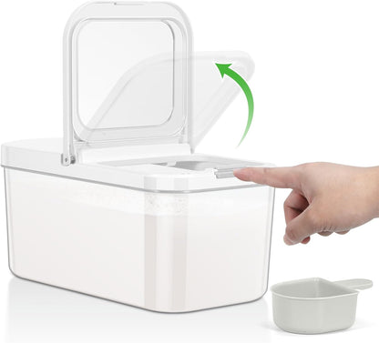 TBMAXS Rice Flour Storage Container - 6.5 Qt | 12 Lbs Crystal-Clear Plastic Food Storage Container Bin with Flip-up Lid, Dry Food Holder for Kitchen Pantry Organization and Storage