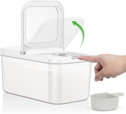 TBMAXS Versatile Storage Container Bin with Pop-up Lid & Scoop, Rice Flour Container Dog Cat Food Storage Container, Laundry Room Organization Household Essentials Kitchen Pantry Organizers