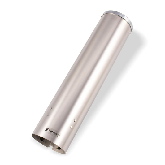 San Jamar Large Pull Type Cup Dispenser – Stainless Steel Cup Dispenser For 6–12 Oz – Perfect For Restaurants, Home & Office, Wall Mount Installation