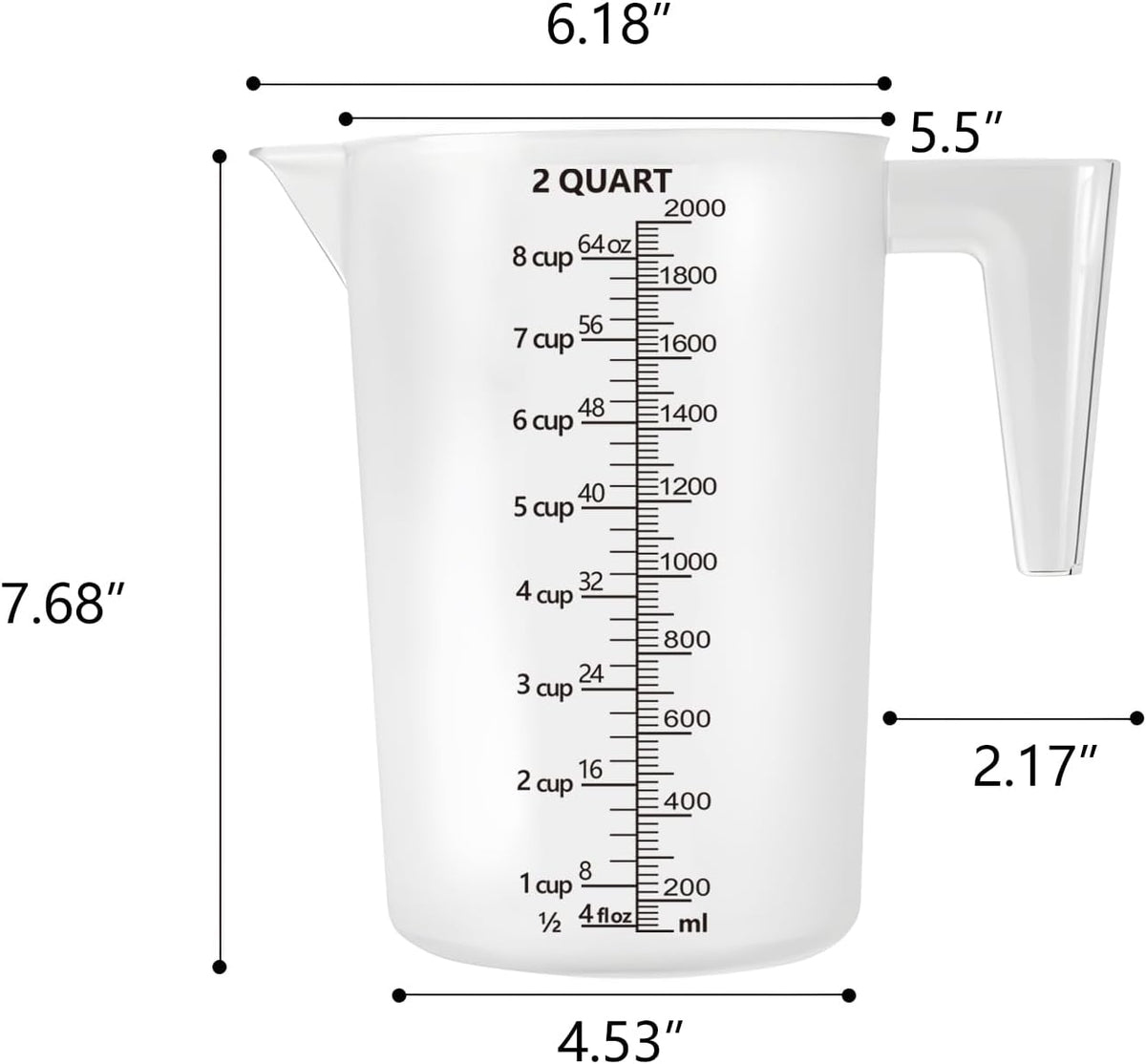 Plastic Measuring Cup with Handle, Pool Chemical Measuring Cup, Plastic Measuring Pitcher for Liquid Mixing, Pouring, Lawn Care, Pet Food, Motor Oil, Laboratory and More (32, Fluid Ounces, 1000ml)