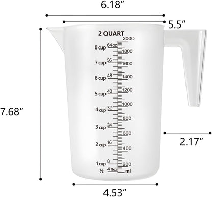 Plastic Measuring Cup with Handle, Pool Chemical Measuring Cup, Plastic Measuring Pitcher for Liquid Mixing, Pouring, Lawn Care, Pet Food, Motor Oil, Laboratory and More (32, Fluid Ounces, 1000ml)