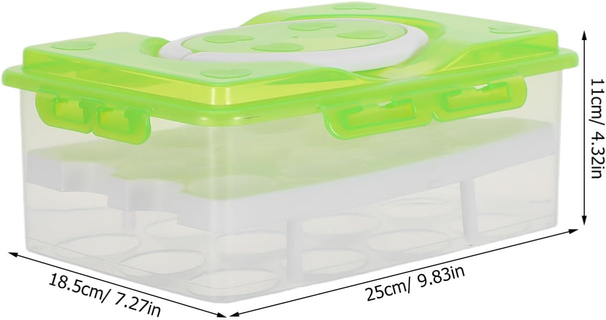 MAGICLULU 2 Layer Deviled Egg Carrier Deviled Egg Holder with Lid And Handle 24 Slots Portable Reusable for Refrigerator (green)
