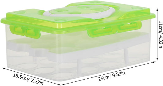 MAGICLULU 2 Layer Deviled Egg Carrier Deviled Egg Holder with Lid And Handle 24 Slots Portable Reusable for Refrigerator (green)