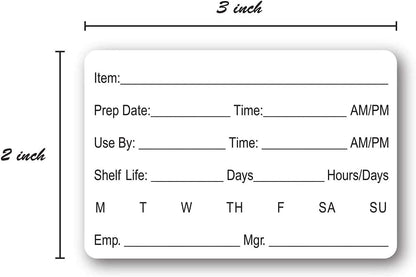 Restaurant Quality Shelf Life Labels / 500 Meal Prep Stickers/Use by Removable Labels / 2" x 3" Food Organization Sticker/Made in The USA