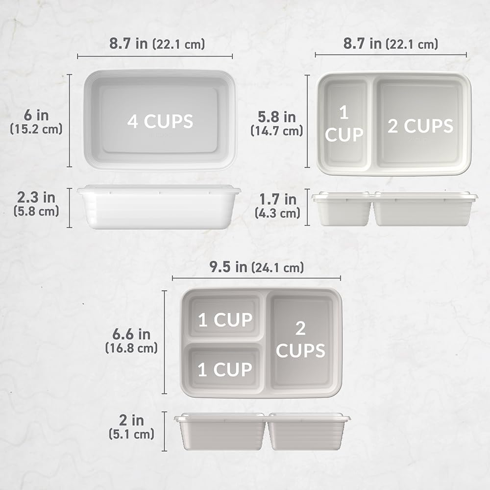Bentgo Prep 60-Piece Meal Prep Kit - Reusable PFAS & BPA-Free Food Containers, 1-Compartment, 2-Compartment, & 3-Compartments - Microwave, Freezer, & Dishwasher Safe (Gleam Metallics)