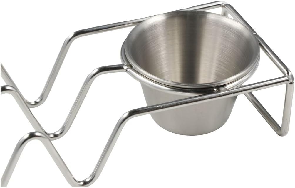 Taco Holders Set of 2, Stainless Steel Taco Shell Holder Stand Holds 4 Tacos Each, Taco Bar Serving Dishes with Sauce Bowl, Stackable Taco Tray Plates for Most Plates & Air Fryers