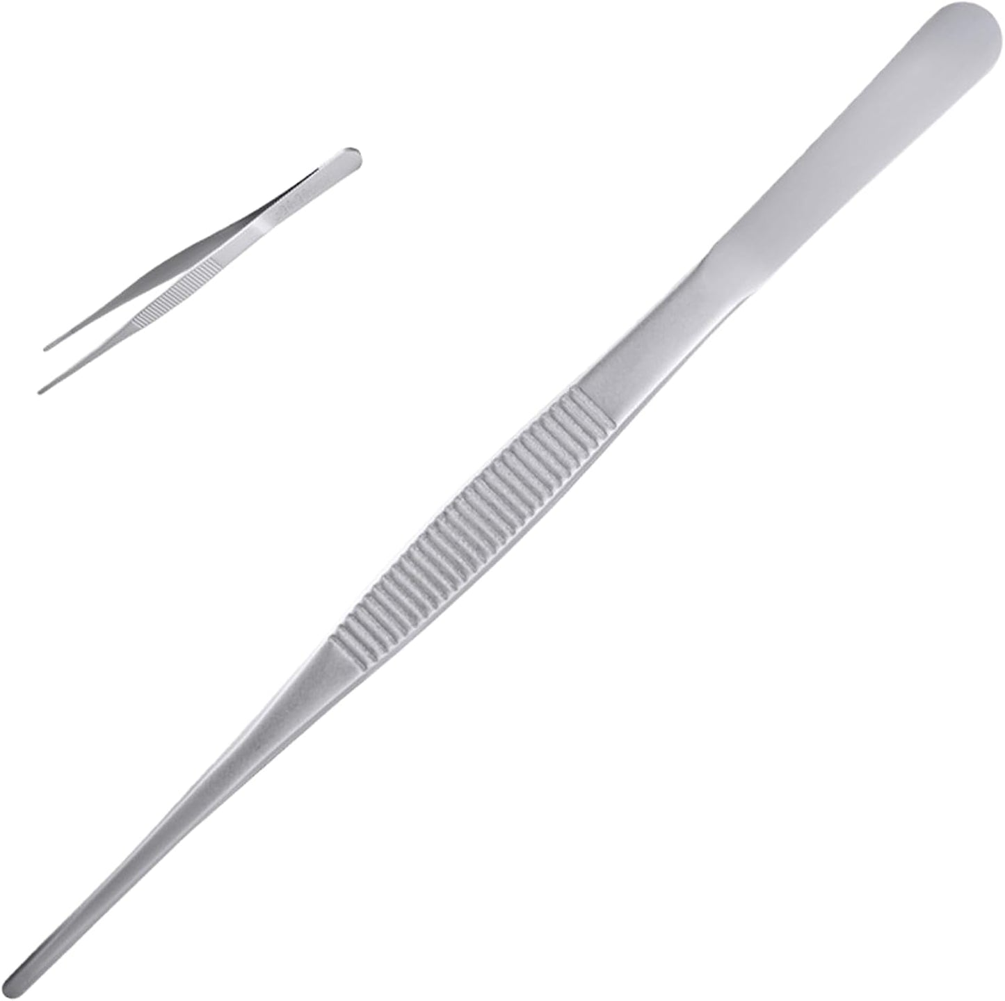 2-Pack 12-Inch BBQ Kitchen Tweezers Tongs, Extra-Long Stainless Steel Cooking Tweezers Dishwasher Safe for Grilling, Baking & Food Prep (12Inch BBQ Tongs)