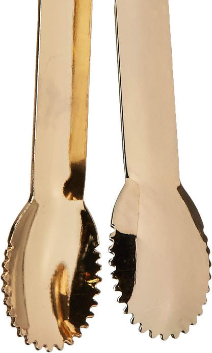 HINMAY Mini Appetizer Tongs 5.75" Stainless Steel Tongs, Set of 4 (Gold)
