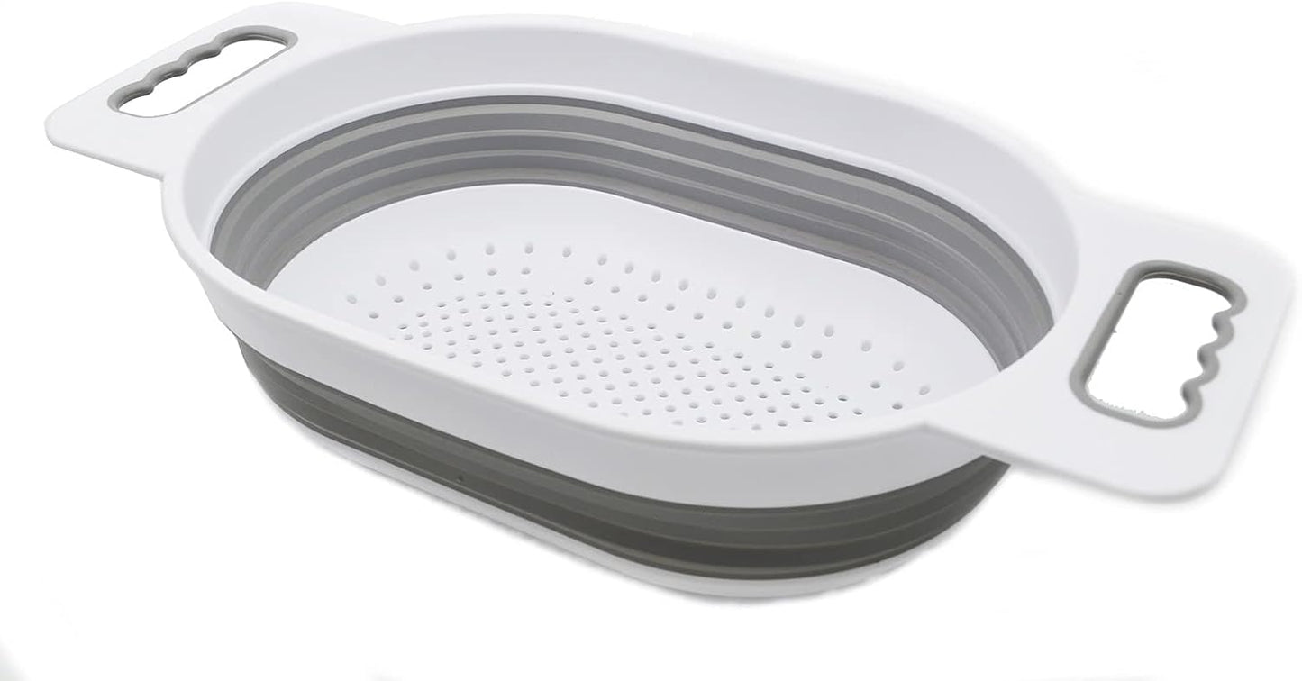 SAMMART 5L (1.3 gallon) Over The Sink Oval Colander (1, Grey/Fluorescent Green)