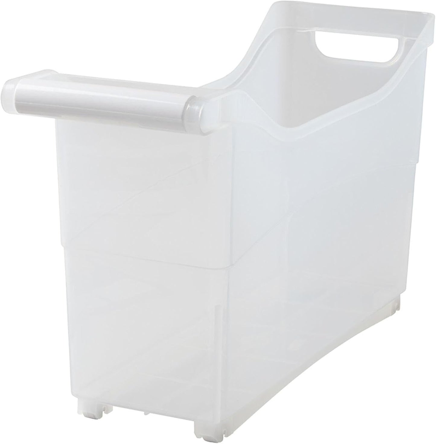 Storage Bin with Handle and Rolling Wheels for Kitchen Organization Plastic - Black