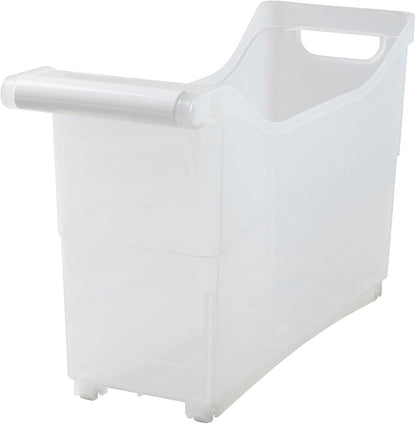 Storage Bin with Handle and Rolling Wheels for Kitchen Organization Plastic - Black
