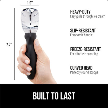 GORILLA GRIP® Heavy Duty Ice Cream Scoop, Professional Scooper, Black