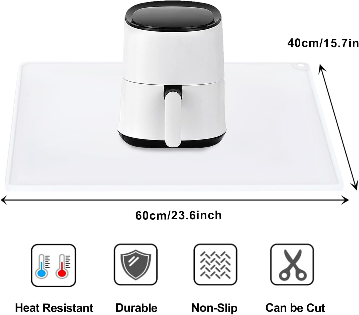 Extra Large Silicone Mat, 31.5x23.6 Inch Heat Resistant Mat for Kitchen Counter, Non Stick Silicone Baking Mat for Dough and Pastry, Thick Silicone placement Countertop Protector, Black countertop mat