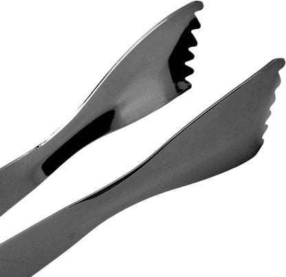 Ice Tongs for Ice Bucket, Serving Tongs, Bar Tongs, Food Grade Thicken Stainless Steel Prevents Slipping Sugar Food Tweezers for Home Kitchen Bar(Black)